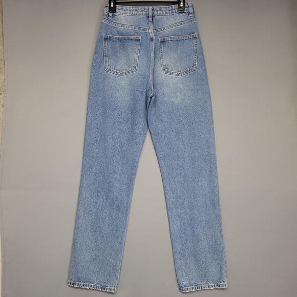 Shein Jeans Womens 28 High Rise Straight Leg Button Fly Distressed Hem Denim - Picture 14 of 15